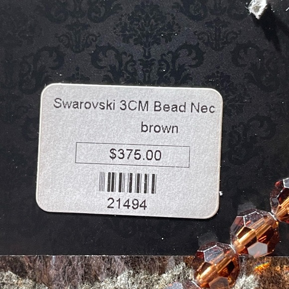 Cognac Swarovski Crystal Round Bead Necklace - Picture 11 of 12